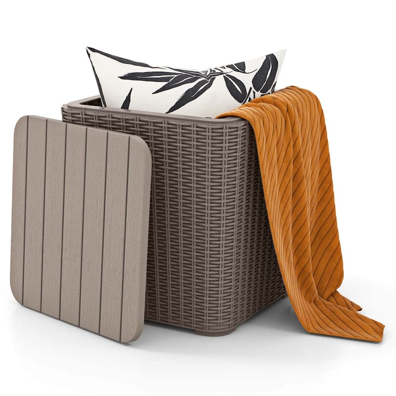 Costway 11.5 Gallon Water-proof Deck Box with Removable Lid Storage - See Details
