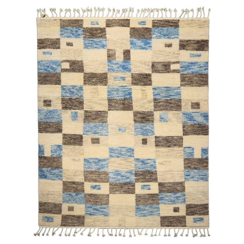 8'2''x10'8'' Tibetano Hand Knotted Wool Ivory Modern & Contemporary Boho Rug - 8' 2'' x 10' 8''