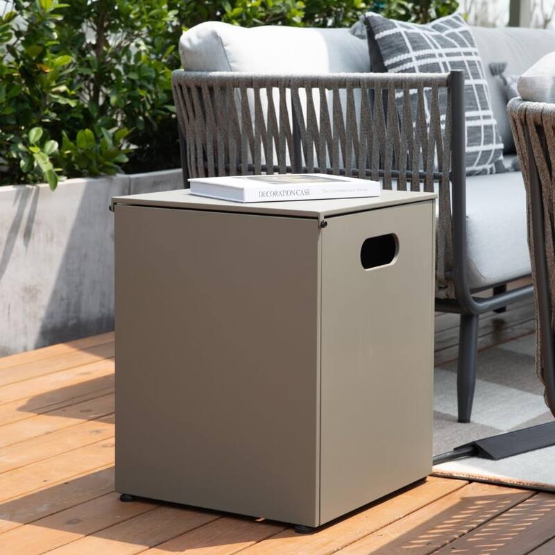 Sol Living Propane Tank Cover for Fire Pits Fits Standard 20 lb. Propane Tank Hideaway Table - 16-in L x 16-in W x 20-in H