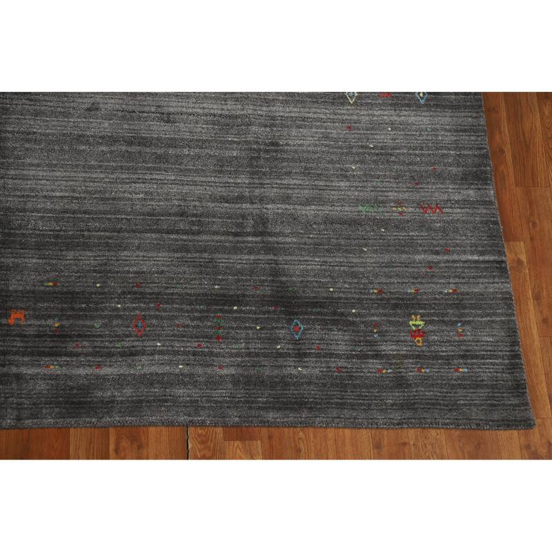 Hand Knotted Oriental 100% Wool Carpet Tribal Tribal Greys & Charcoal Gabbeh Area Rug - 10' 0'' X 8' 0''