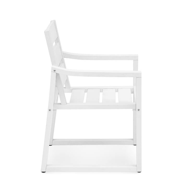 5-Piece HDPS Rectangular Patio Dining Set with Slatted Table Top and outdoor Armchairs - 23.6"D x 24.6"W x 34.6"H