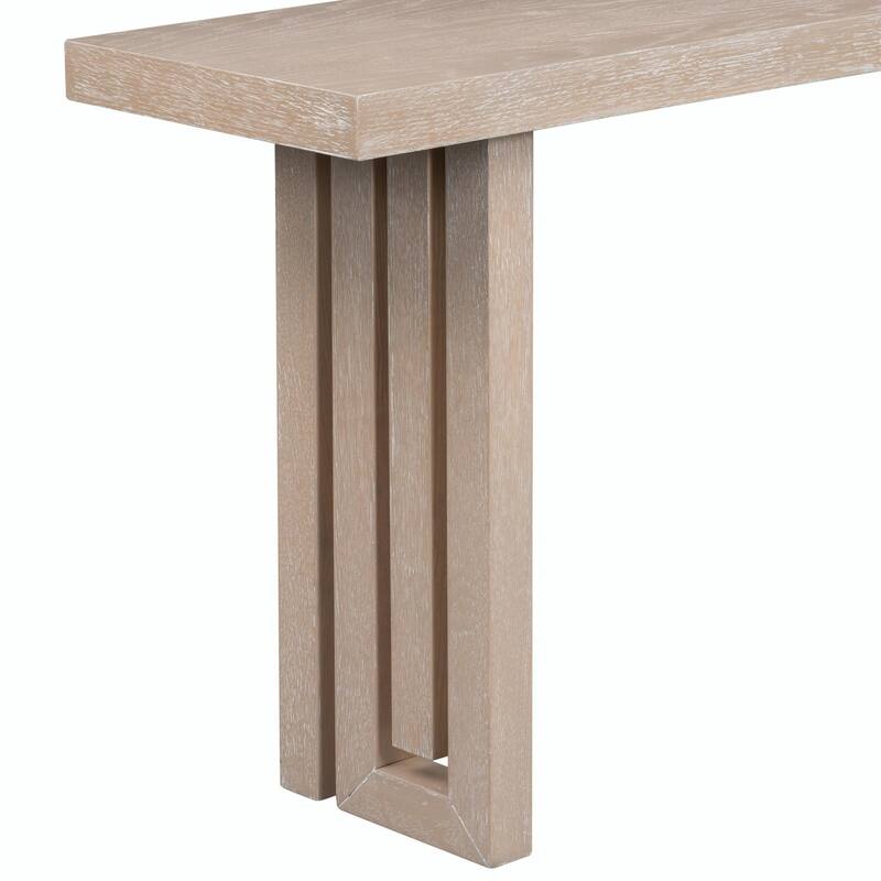Uniquely Designed Oak Veneer Console Table with Distinctive Side Shapes