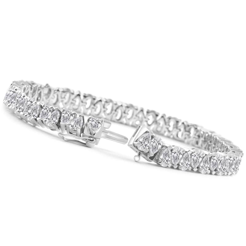 10Ct Pear Shape Diamond Tennis Bracelet Wide White Gold Lab Grown
