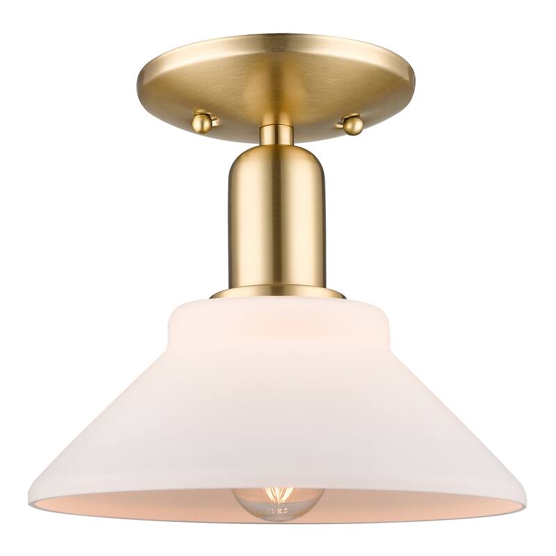 Innovations Lighting Endless Possibilities Arcadia - Orwell - 1 Light 8" Semi-Flush Mount - Champagne Bronze/Matte White