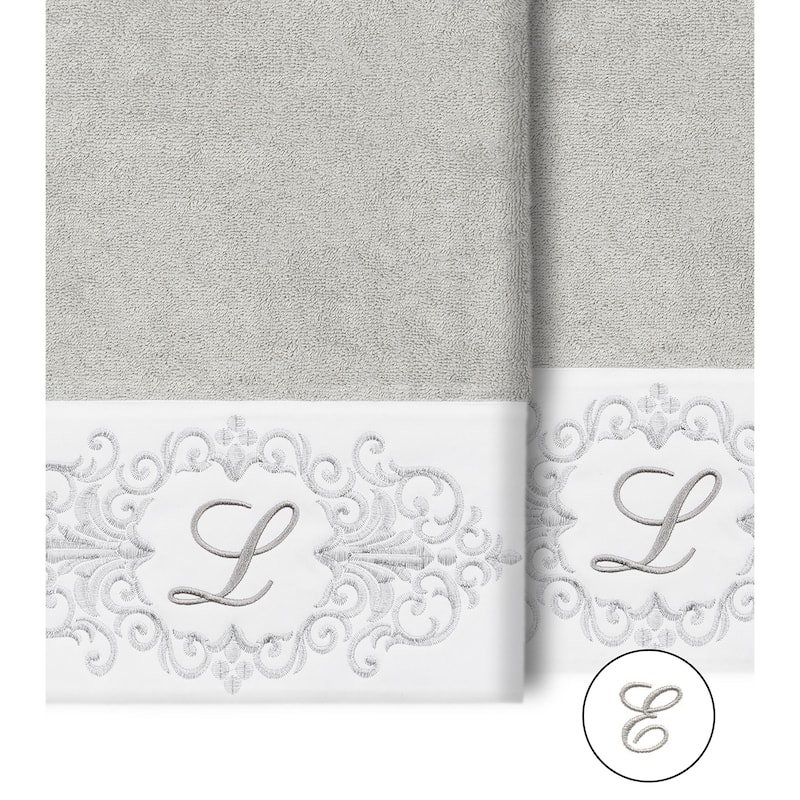 Authentic Hotel and Spa 100% Turkish Cotton Monica 2PC Embellished Bath Towel Set