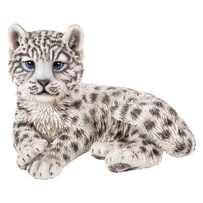 10.25" Snow Leopard Cub Outdoor Garden Statue