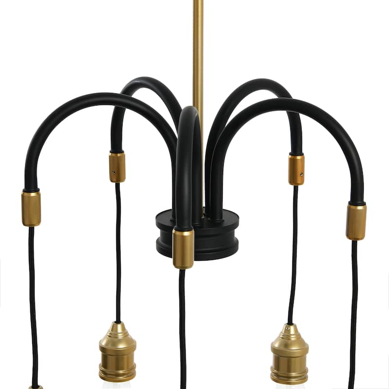 Robert Stevenson Lighting Harper - Exposed Bulb 5-Light Chandelier - 17.5"L x 17.5"W x 19.0"H