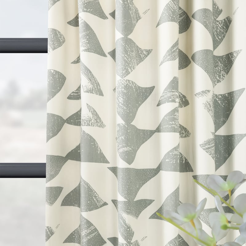 Exclusive Fabrics Triad Geometric Room Darkening Curtains Printed Cotton Twill Curtain (1 Panel)
