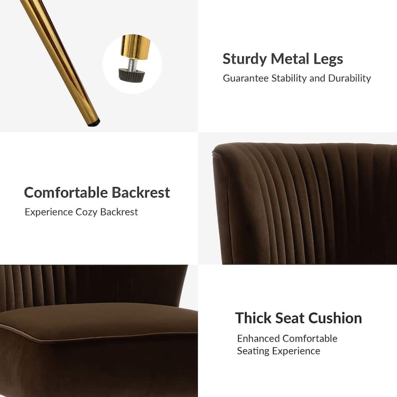 Monica 22''W Upholstered Modern Tufted Accent Side Chair with Gold Legs by HULALA HOME