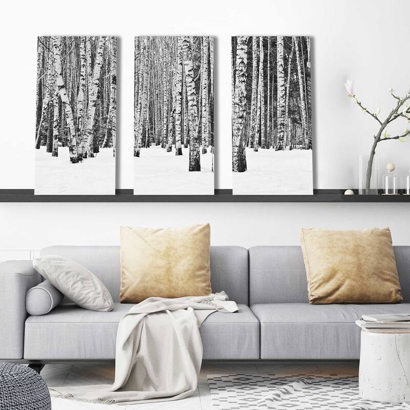"Birch Trees In Winter" 3 Piece Set on Canvas