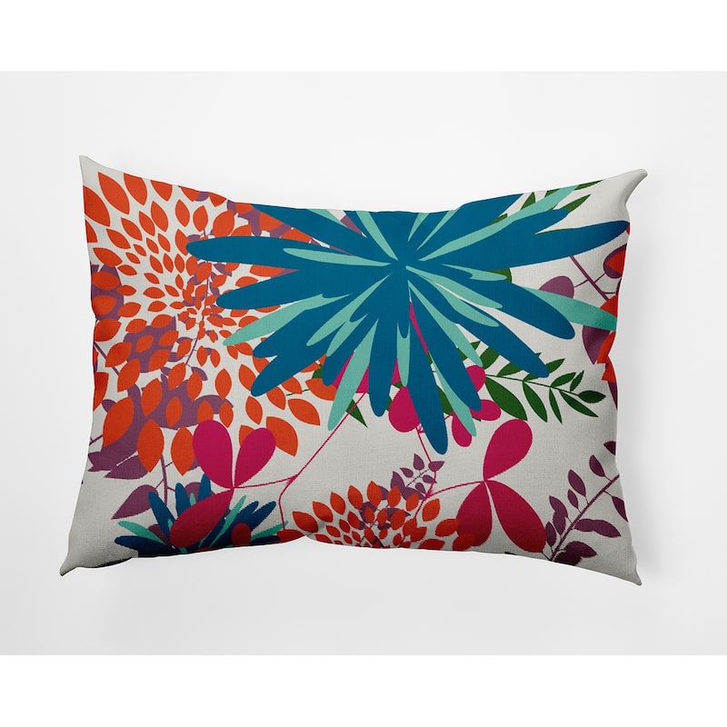 Jumble Floral Decorative Throw Pillow - Teal - 14" x 20"