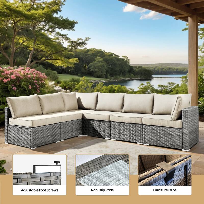 XIZZI 11-piece Outdoor Wicker Furniture Patio Swivel Chair Set with Firepit Table