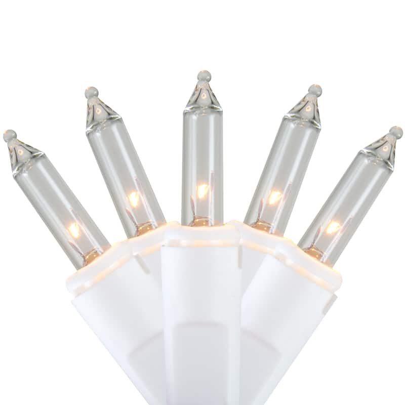 300 Count Clear Mini Icicle Christmas Lights, 18ft White Wire