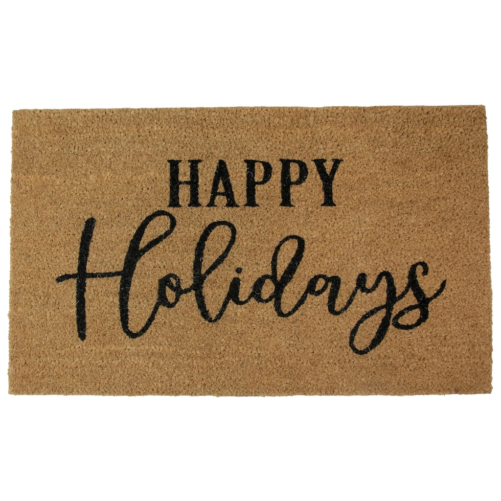 Natural Coir "Happy Holidays" Christmas Doormat 18" x 30"