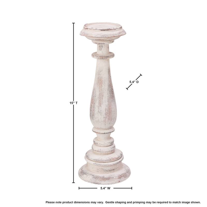 Resin Turned Wood' Candlestick 15"