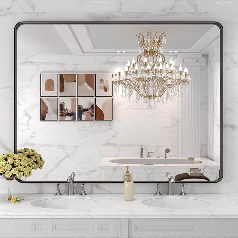 Raven Rectangular Metal Framed Wall Mounted LED Bathroom Vanity Mirror in Black