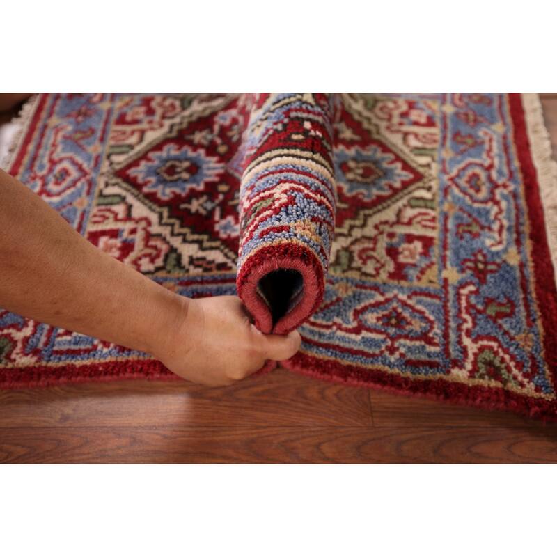 Red Heriz Serapi Accent Rug Hand-Knotted Traditional Wool Carpet - 2'0" x 3'0"