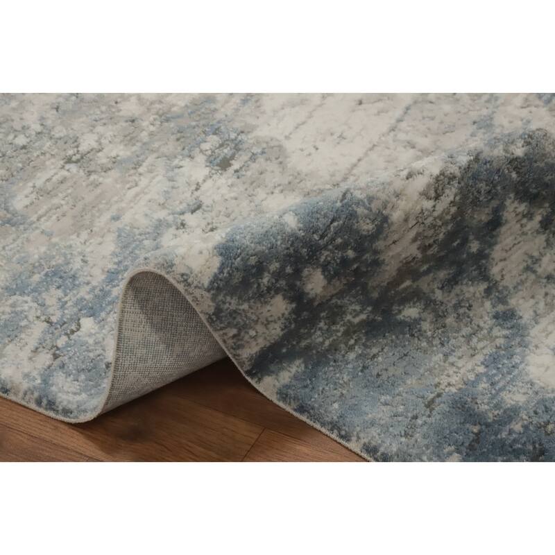 Machine Made Oriental Polyester Carpet Modern Abstract Beige & Ivories Abstract Area Rug - 7' 5'' X 5' 2''