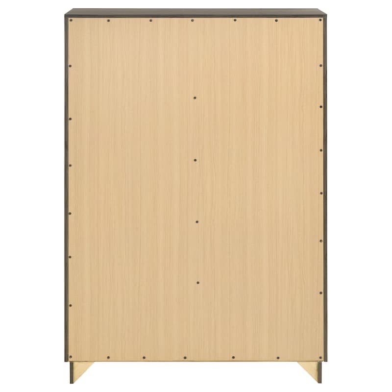 Janine Transitional Wood 5-drawer Bedroom Chest Grey