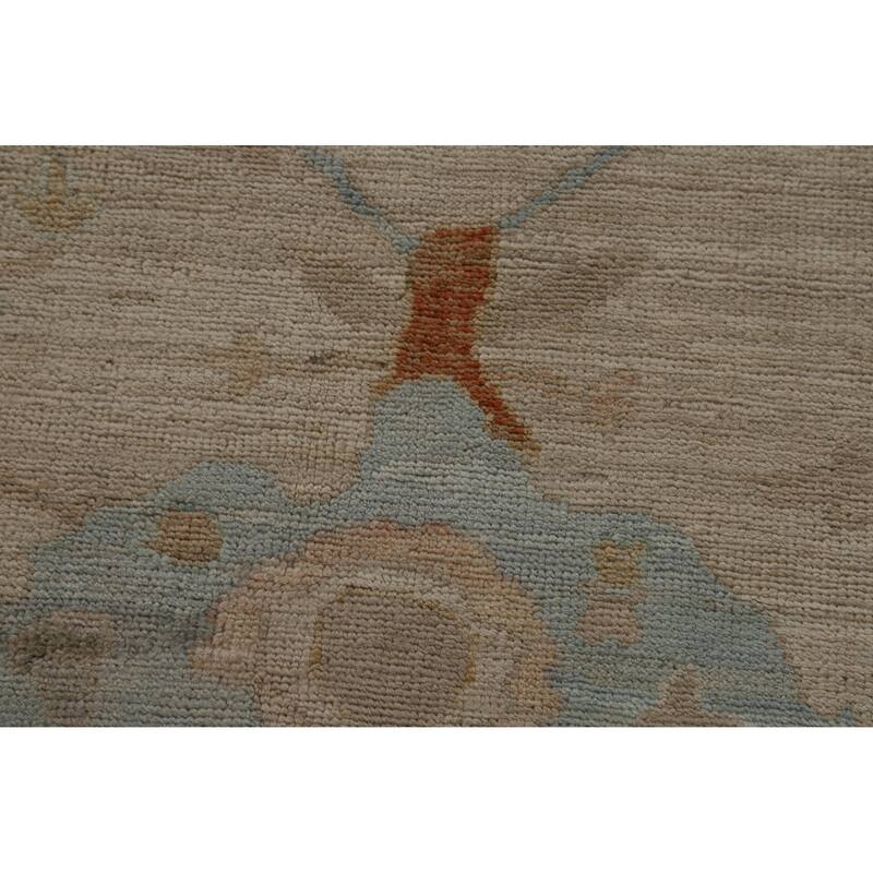 Hand Knotted Oriental 100% Wool Carpet Transitional All-Over Beige & Ivories Oushak Area Rug - 8' 10'' X 6' 2''