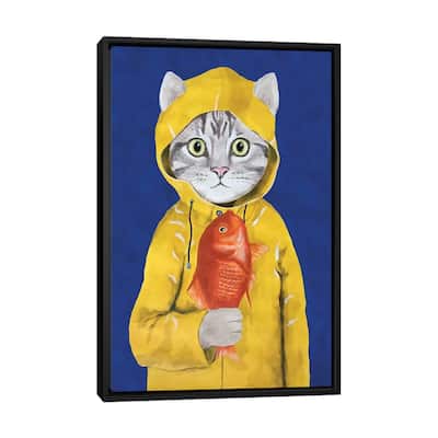 iCanvas "Cat With Fish" by Coco de Paris Framed Canvas Print