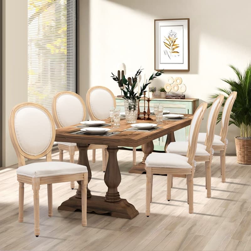 French Chair Dining Chair Solid Wood with Nailhead Trim Set of 2