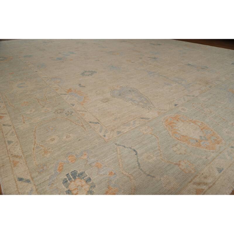 Vegetable Dye Oriental Oushak Turkish Area Rug Handmade Wool Carpet - 9'6"x 12'6" - 9'6"x 12'6" - Ivory/Beige