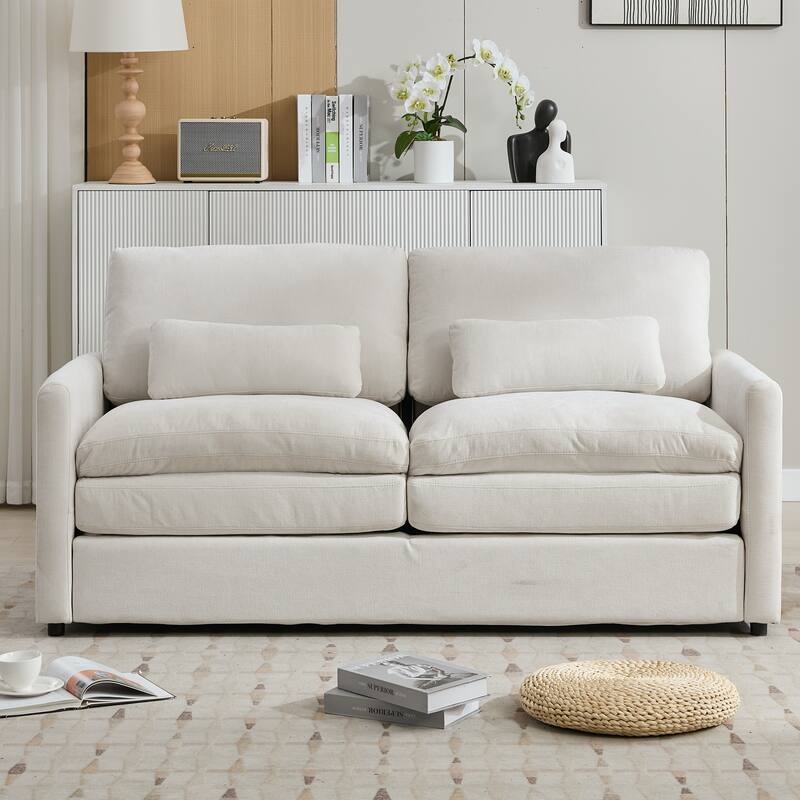 Living Room Cloud Plush Upholstered Sofa with Double Cushion