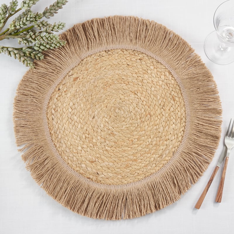 Fringe Design Jute Placemats (Set of 4) - 13"x13"