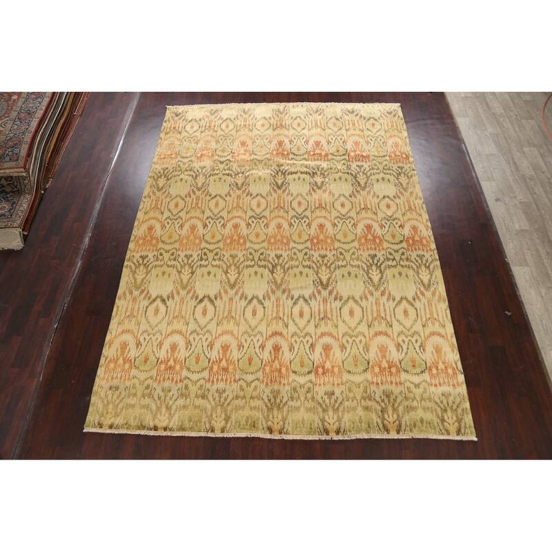 All-over Ikats Oriental Living Room Area Rug Wool Hand-knotted Carpet - 8'10" x 11'10"