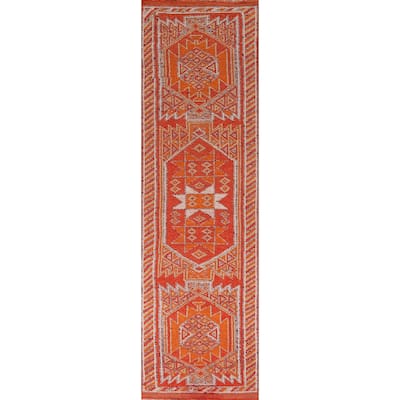 Oushak Turkish Vintage Runner Rug Hand-Knotted Entryway Wool Carpet - 2'9"x 11'7"