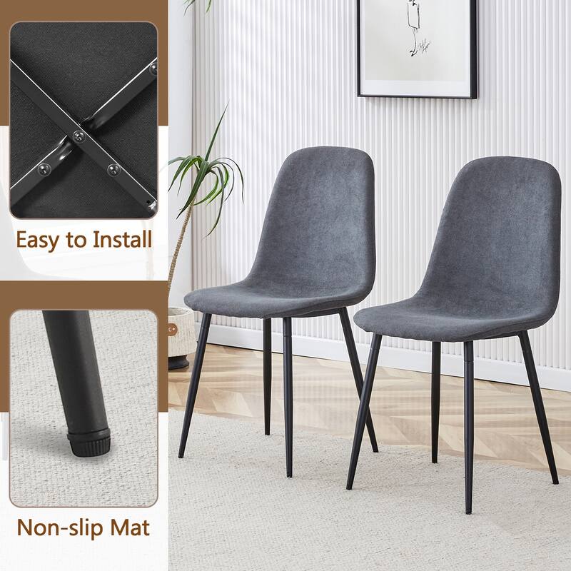 A 47.3-Inch Diameter Modern Splicing Circular Dining Table Set- Double-Layer Storage,Paired with 6 Fabric Chairs