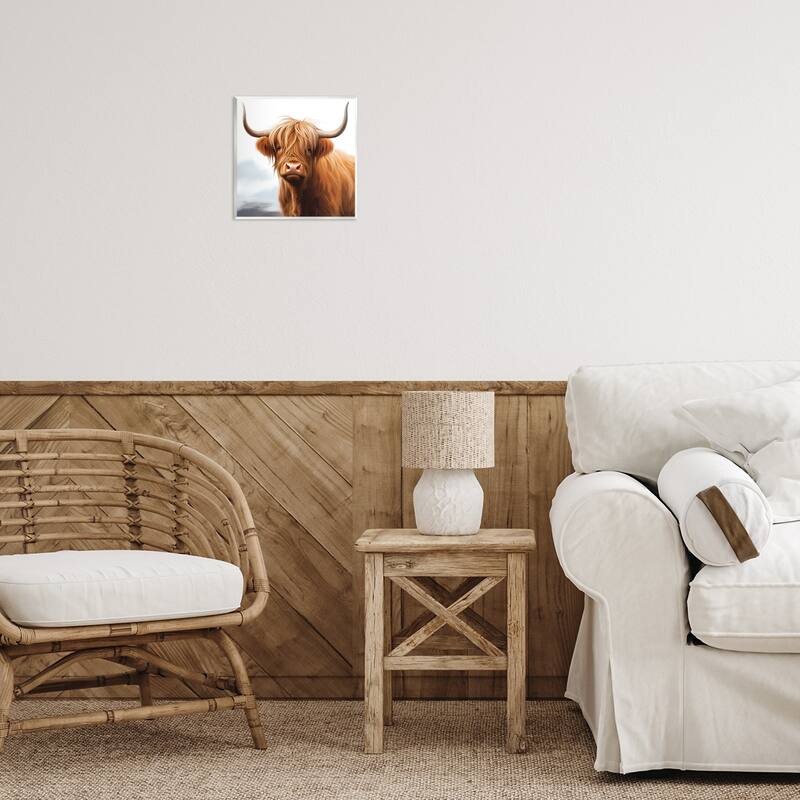 Stupell Long Horn Highland Cow Portrait Wall Plaque Art Design By Heidi Kuntz
