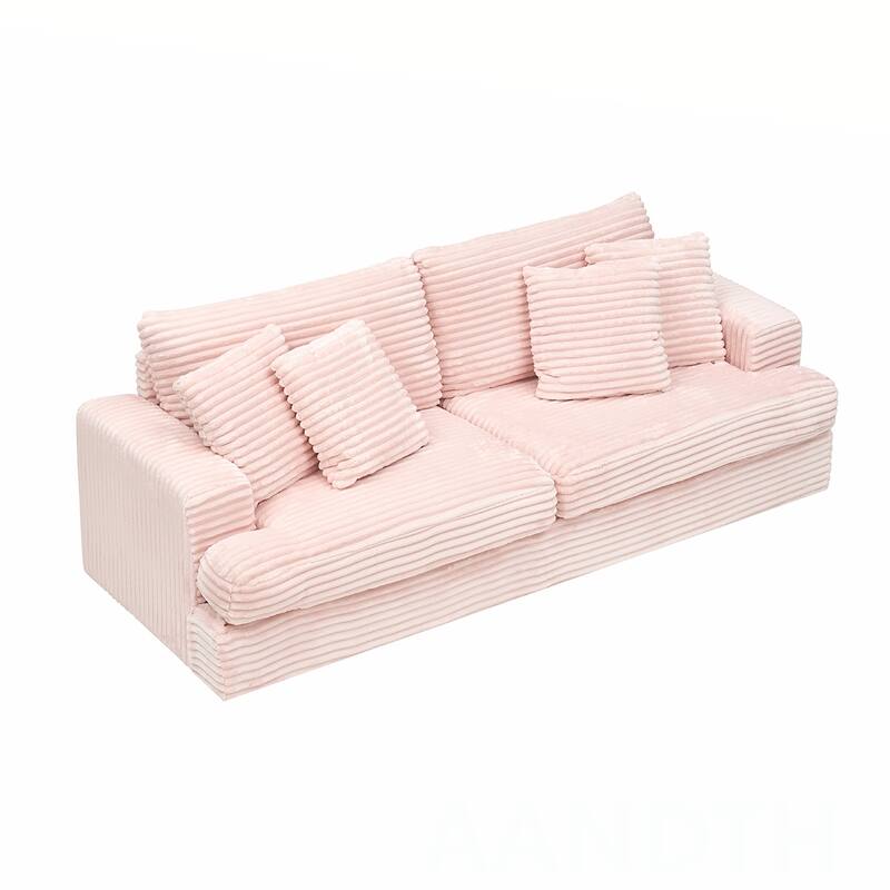 3-Seat corduroy Sofe With 4 Pillows