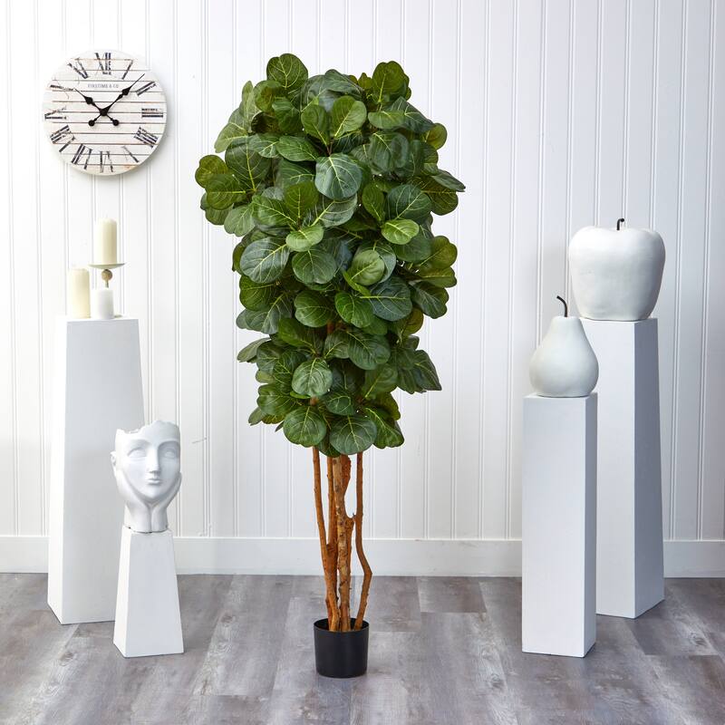 6' Artificial Fiddle Leaf Fig Tree in Black Pot