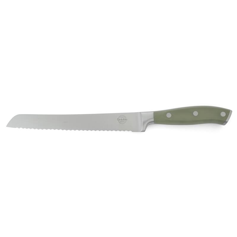 Sur La Table Kitchen Essentials 5 Piece German Steel Blade With Triple Riveted Handle Set on Beechwood Magentic Block