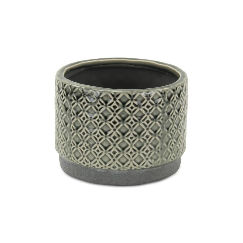 Zajedani Gray Ceramic Wide Lattice Pot