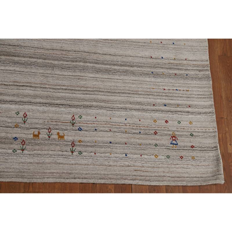 Striped Gabbeh Oriental Area Rug Handmade Wool Carpet - 7'9" x 9'8"