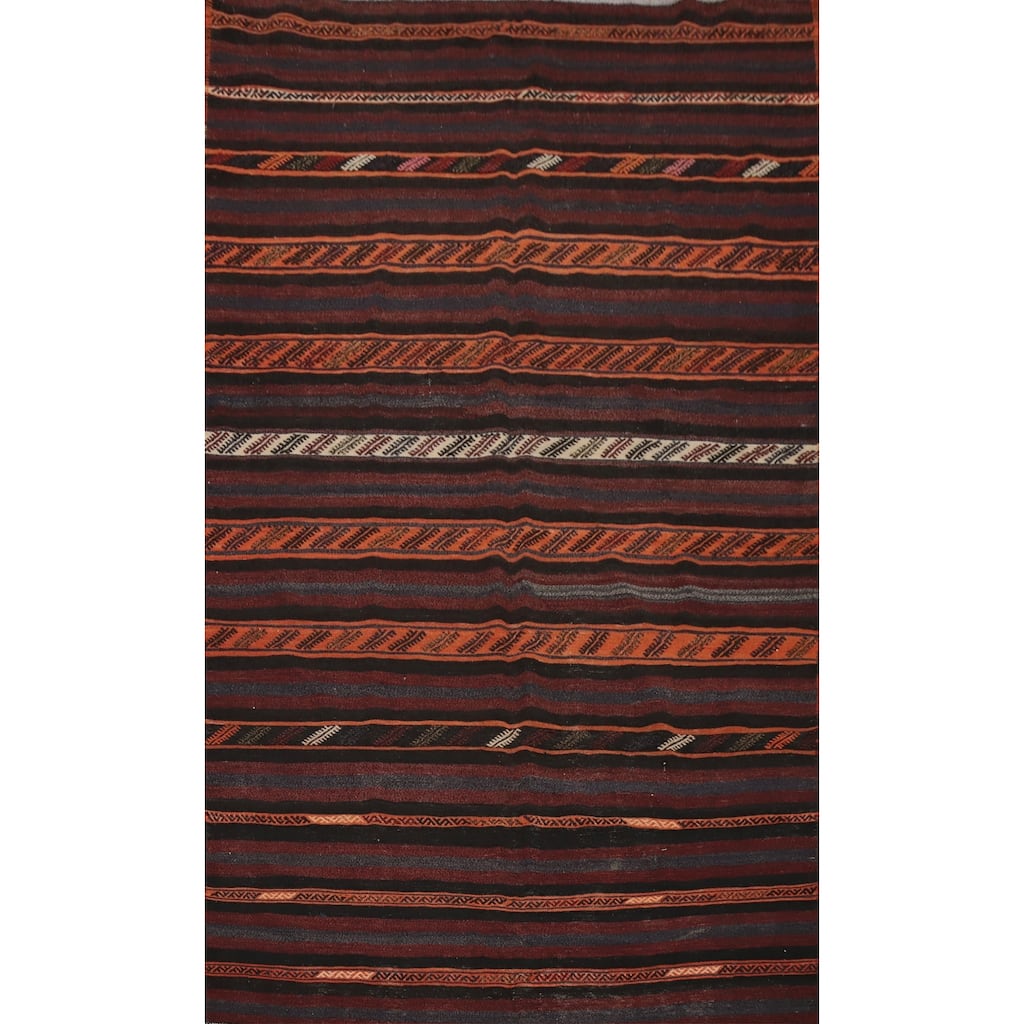 Hand Woven Oriental 100% Wool Carpet Southwestern Tribal Multi-Colored Kilim Area Rug - 10' 5'' X 6' 2''