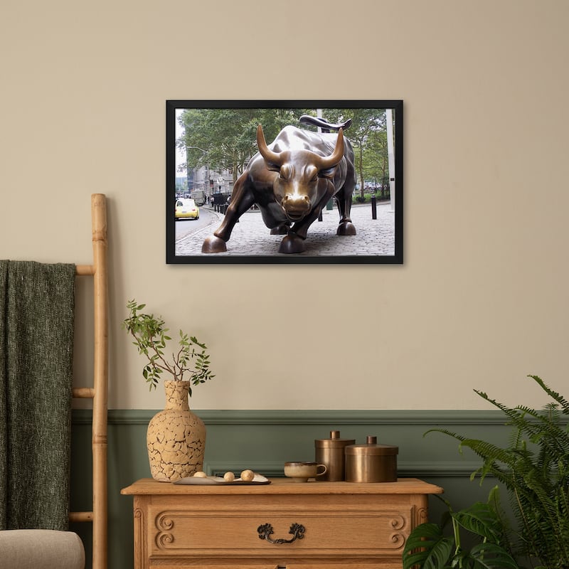 The Wall Street Bull Premium Framed Poster by Unknown Artist