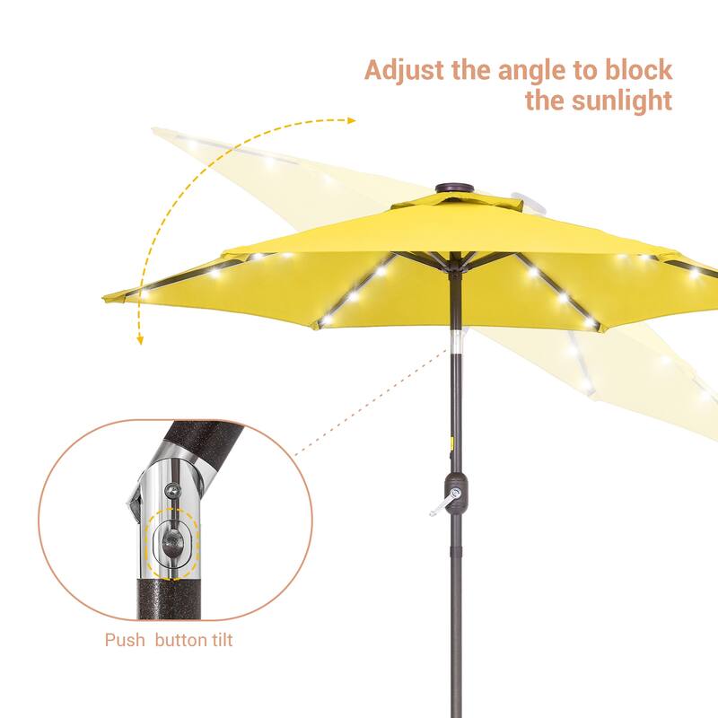 LIVOOSUN Patio 7.5 Feet Market Solar LED Light Umbrella