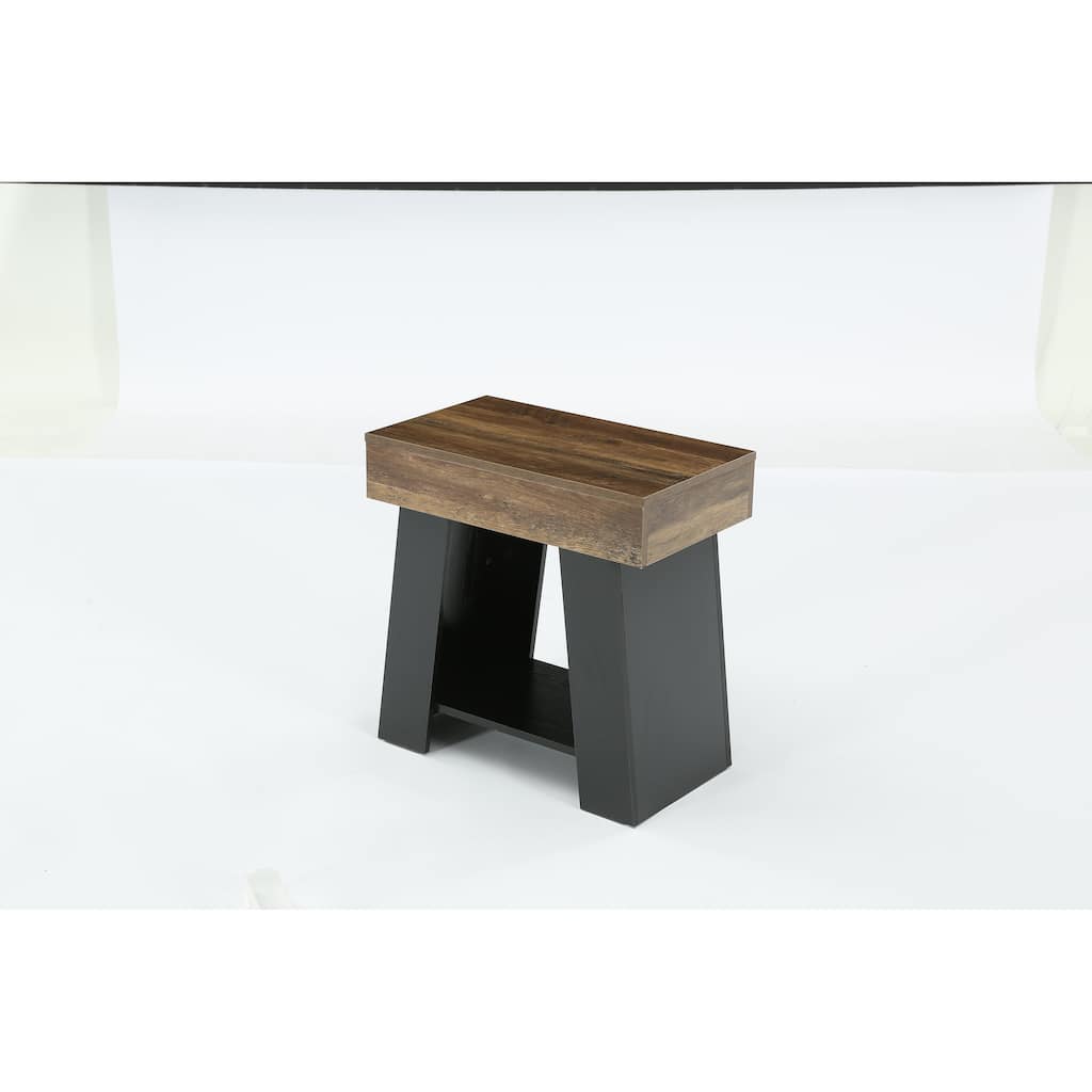 End Table Industrial Small Side Table with Shelf for Living Room