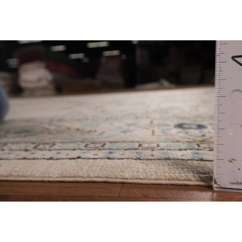 Vegetable Dye Oushak Turkish Rug Floral Hand-Knotted Wool Carpet - 7'8"x 9'10"