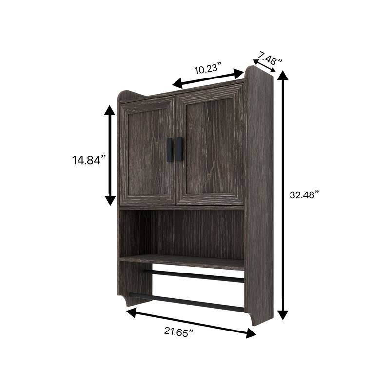 Bathroom Wall Cabinet with Doors,Adjustable Shelf,Towel Bar and Paper Holder, Over The Toilet Storage Cabinet, Medicine Cabinet