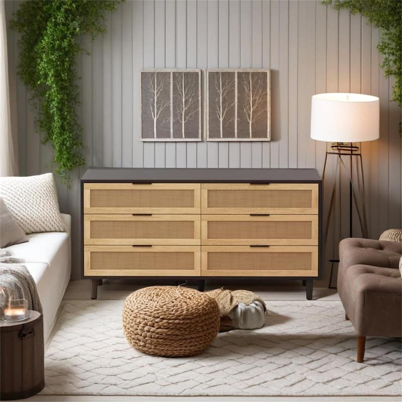 6-Drawers Rattan Storage Cabinet Rattan Drawer