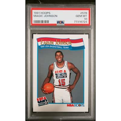 Magic Johnson 1991 Hoops USA Basketball Card #578 Graded PSA 10 - 8'6" x 11'6"