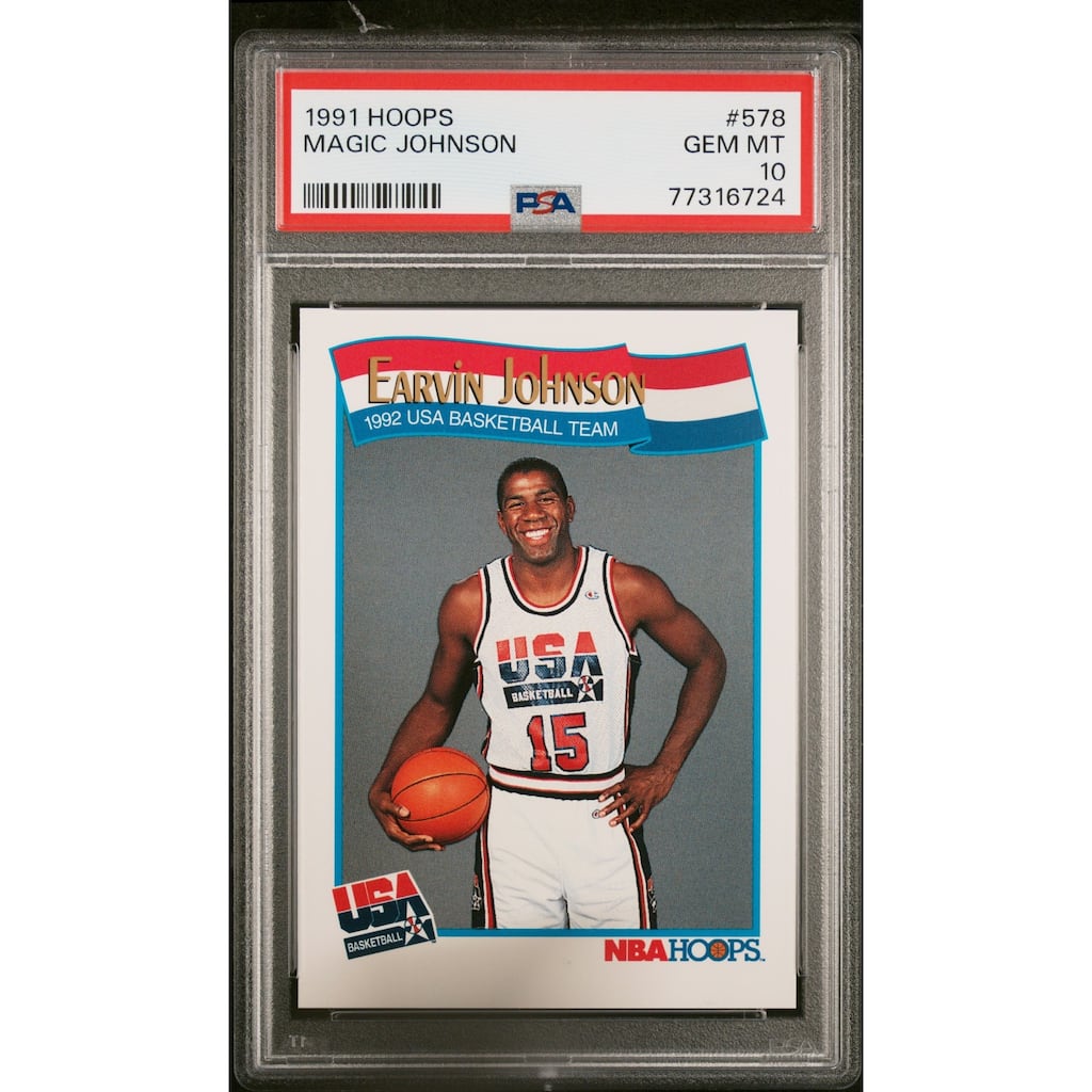 Magic Johnson 1991 Hoops USA Basketball Card #578 Graded PSA 10 - 8'6" x 11'6"