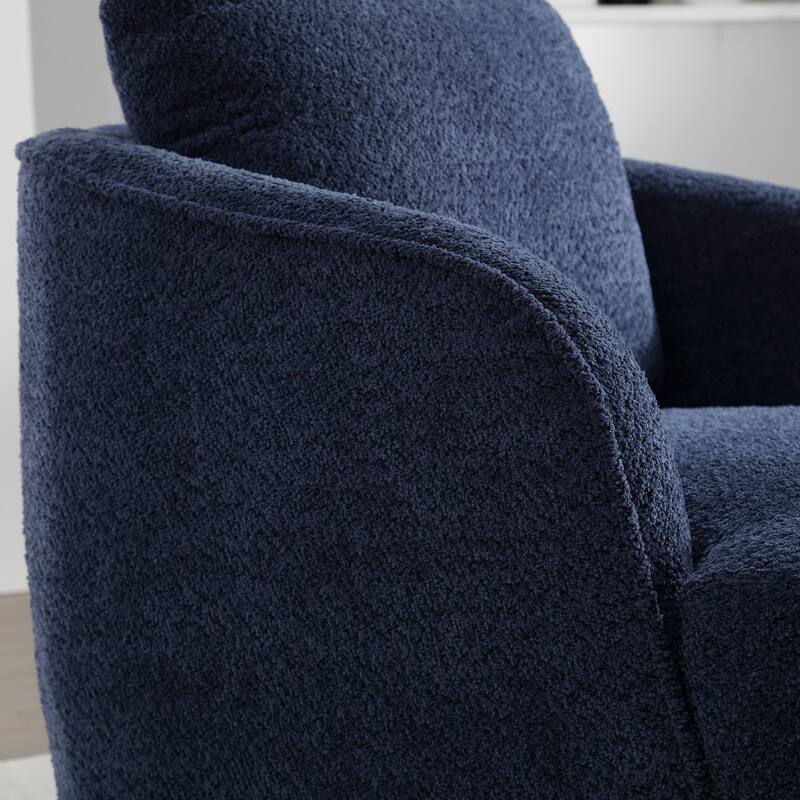 30.3" Boucle Upholstered Swivel Chair Barrel Accent Chair, 360° Swivel Club Chair, Comfy Round Lounge Armchair