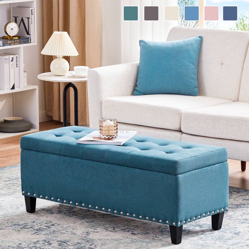 Button-Tufted Storage Ottoman Bench for Bedroom, Living Room 41"W x 16"D x 16"H