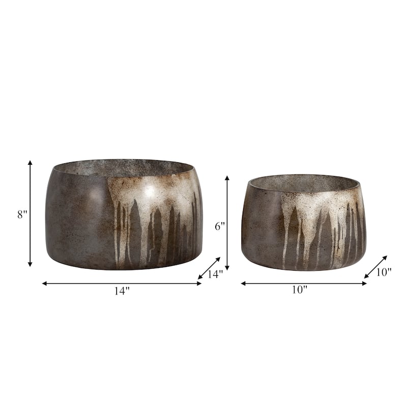 6"Hx10" Diameter/8"Hx14" Diameter, Glass Decorative Bowls, Set of Two, Bronze. Perfect for Adding Elegance to Your Home